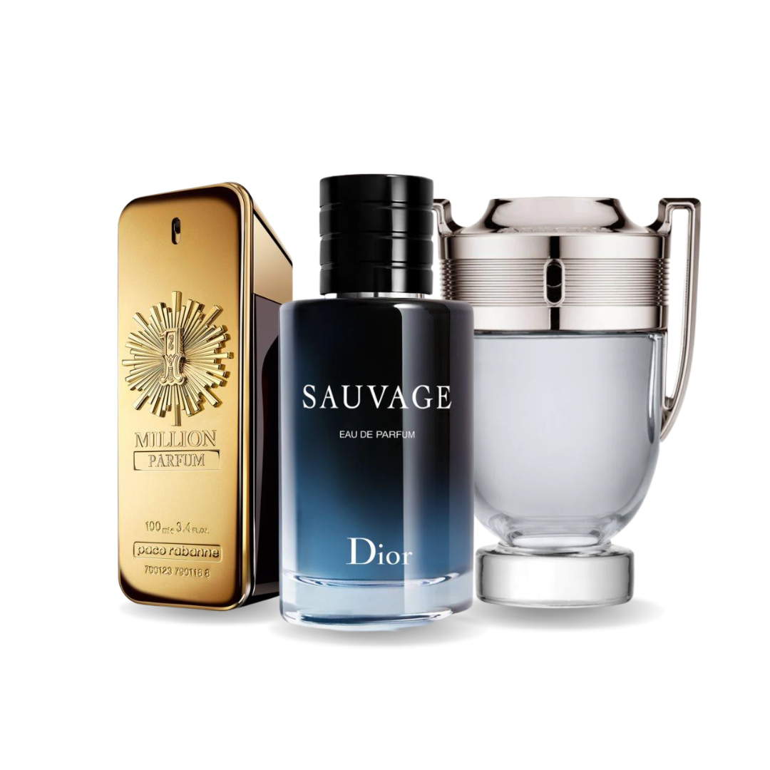 Combo 3 Perfumes Paco Rabanne ONE MILLION, Dior SAUVAGE e Paco Rabanne INVICTUS 100ml - Madrid Perfumes
